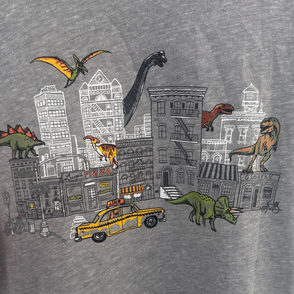 J. Crew Factory Gray Kids T-Shirt with Dinosaur City Print - Picture 4 of 4